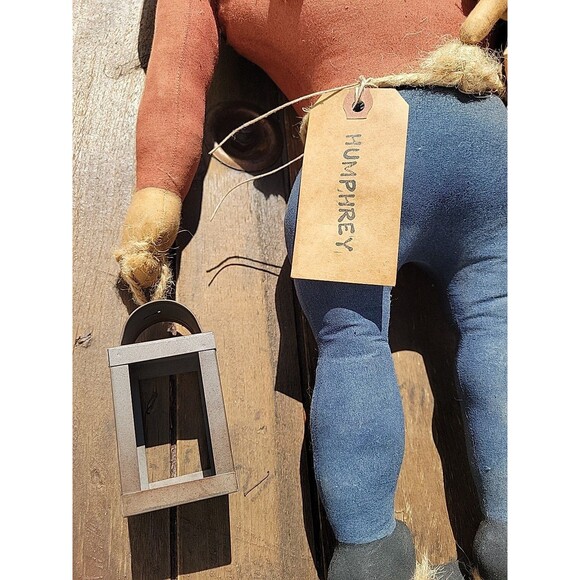 Creepy Primitive Folk Art Doll 22" Handmade Painted Fabric Halloween Decor - Picture 3 of 11